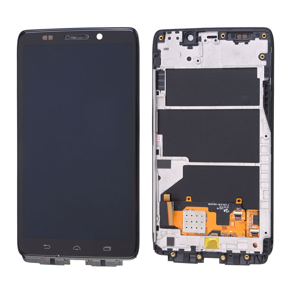 LCD/Touch Screen Assembly with Frame for Motorola XT1080, OEM, Black