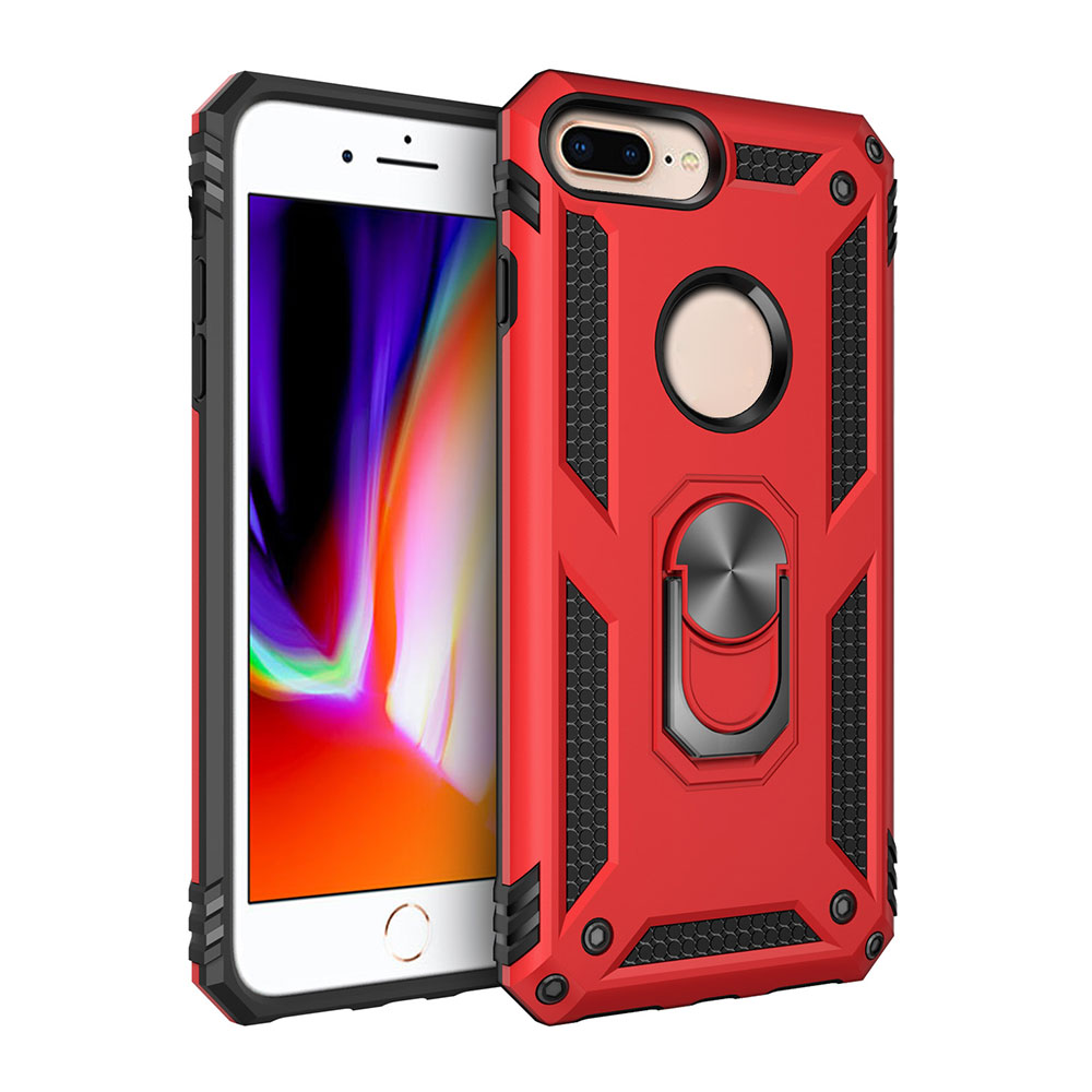 Drop Resistant Armor PC&TPU Case with Finger Grip Ring Holder & Metal Sheet for iPhone 8/7/6S/6 Plus(5.5"), 5pcs