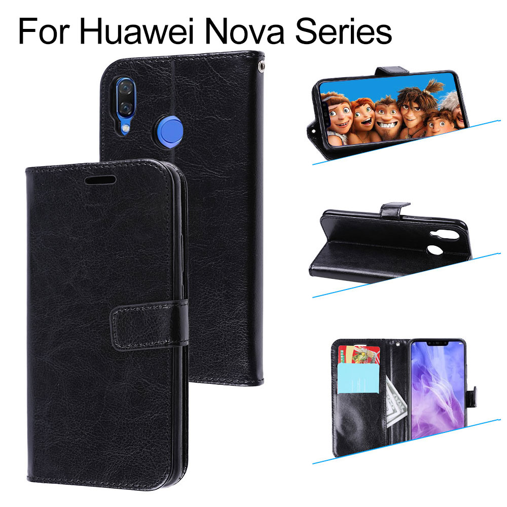 Retro Oil Wax Texture Pull-up Leather Case with Card Slots for Huawei Nova 3 Series, 5pcs