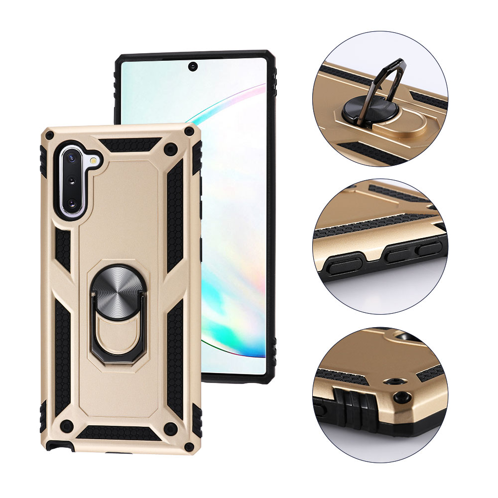 Drop Resistant Armor PC&TPU Case with Finger Grip Ring Holder & Metal Sheet for Samsung Galaxy Note 10+,5pcs