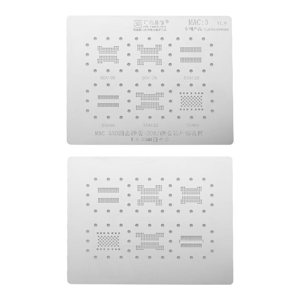 0.25mm Mac-3 SSD DDR/Hard Disk Chip BGA Reballing Stencils Plate