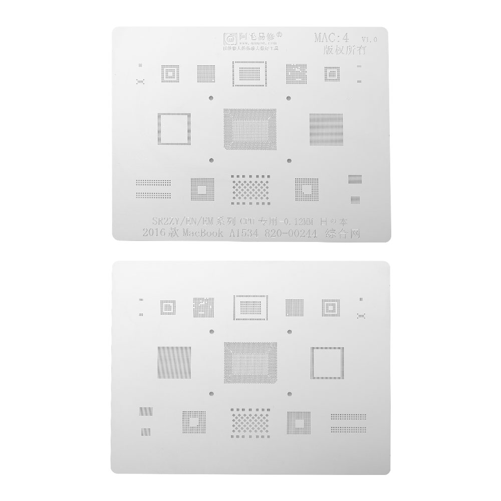 0.12mm Mac-4 BGA Reballing Stencils Plate for MacBook Retina A1534(2016)