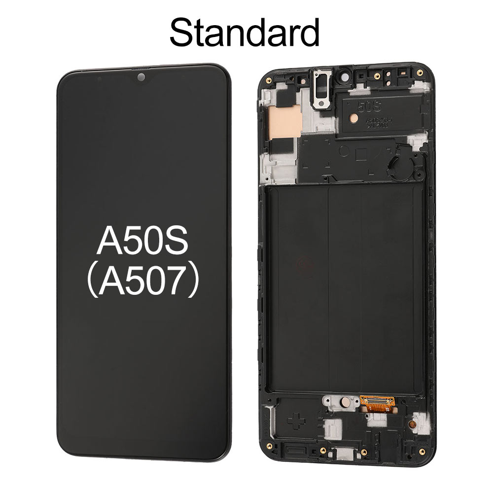 OLED Screen with Frame for Samsung Galaxy A50S(A507), OEM OLED+Standard Glass, Prism Crush Black