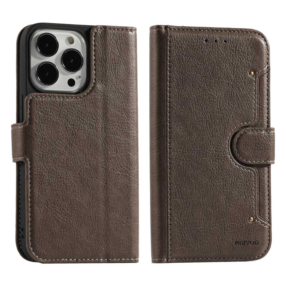 Litchi Textured Leather Case with Card Slots for iPhone 13 Pro (6.1"), w/retail package