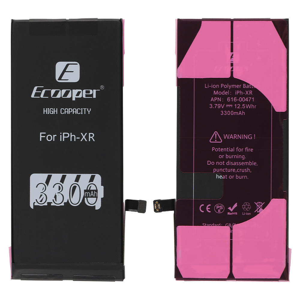 Ecooper High Capacity Battery with Tape for iPhone XR (6.1"), 3300 mAh