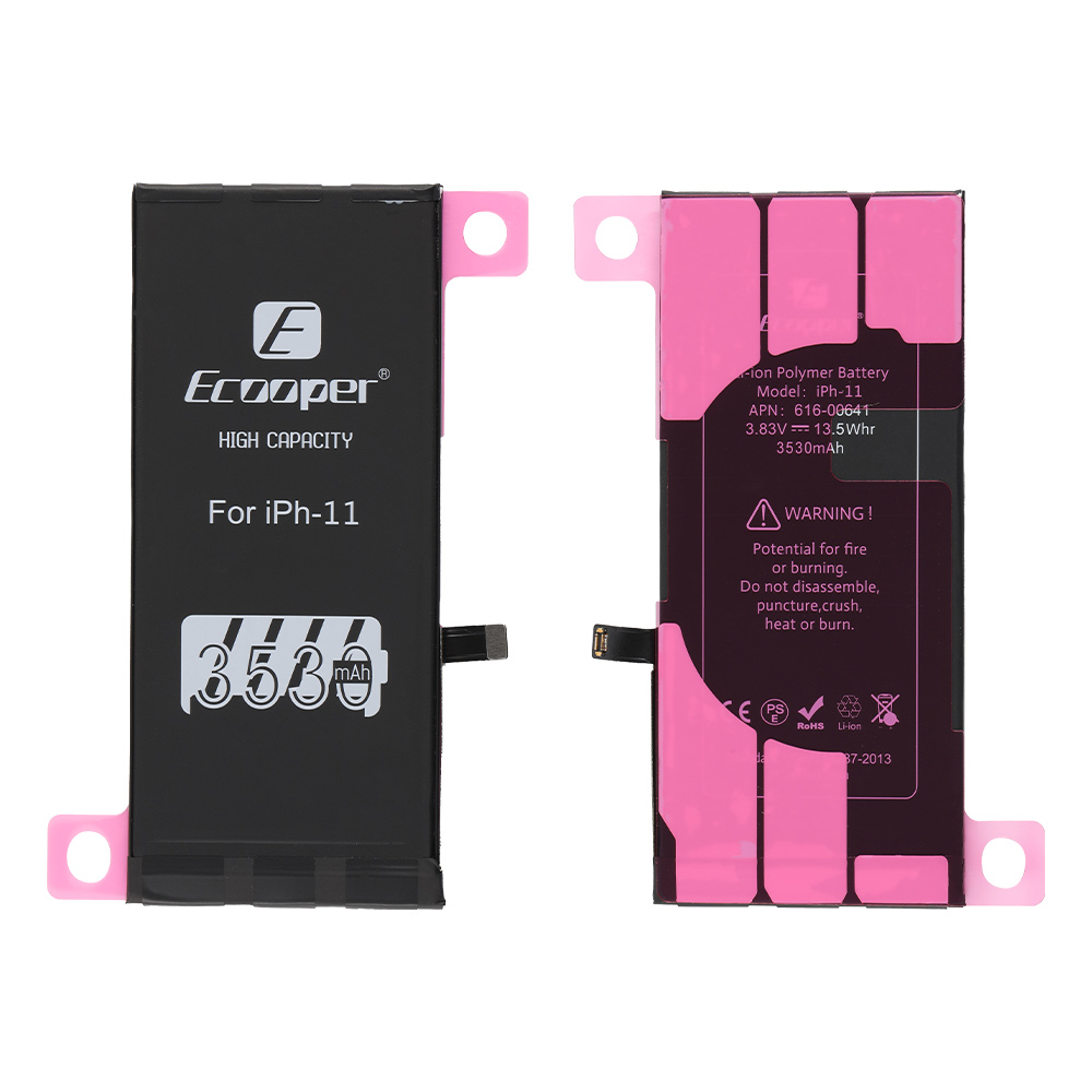 Ecooper High Capacity Battery with Tape for iPhone 11 (6.1"), 3530mAh