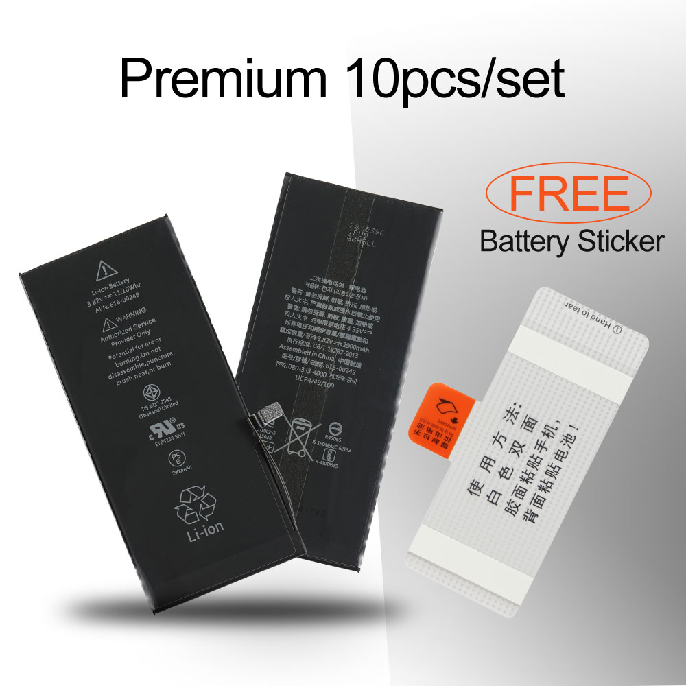 Battery with Sticker for iPhone 7 Plus 5.5", (Ti BMS+Pure Cobalt Battery Cell), 10pcs