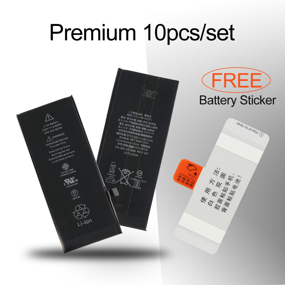 Battery with Sticker for iPhone 8 4.7", (Ti BMS+Pure Cobalt Battery Cell), 10pcs